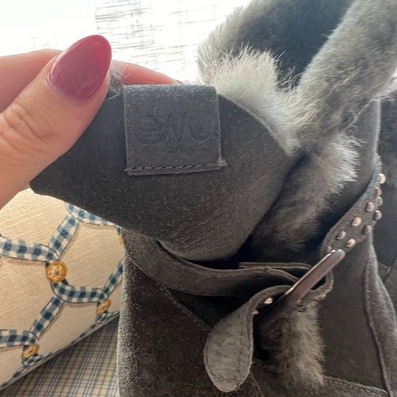 New Emu Australia Heighton Gray Suede & Shearling Boots Size 7 Water Resistant - Picture 4 of 6